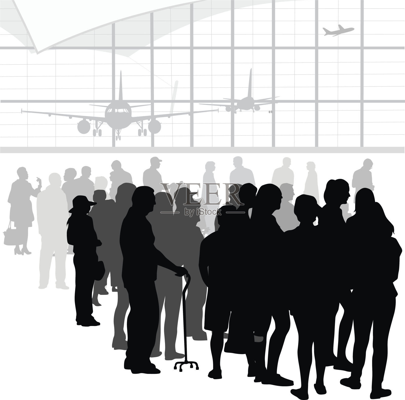 机场商务高峰插画图片素材