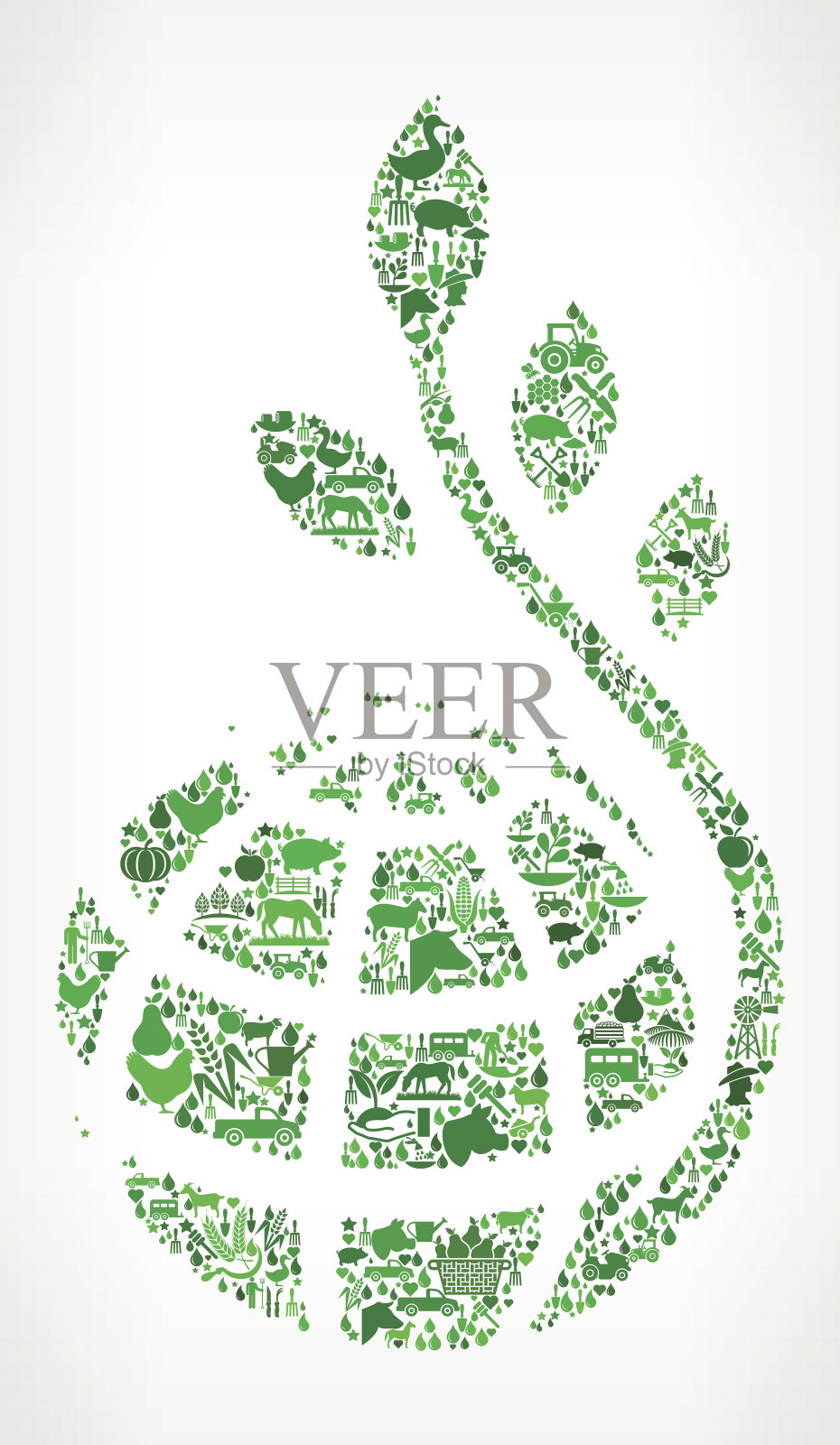 地球和植物茎耕作和农业绿色图标模式插画图片素材