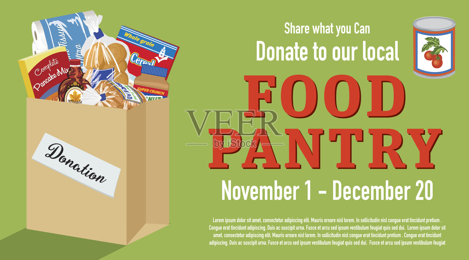 粮食银行捐赠概念横幅设计模板素材