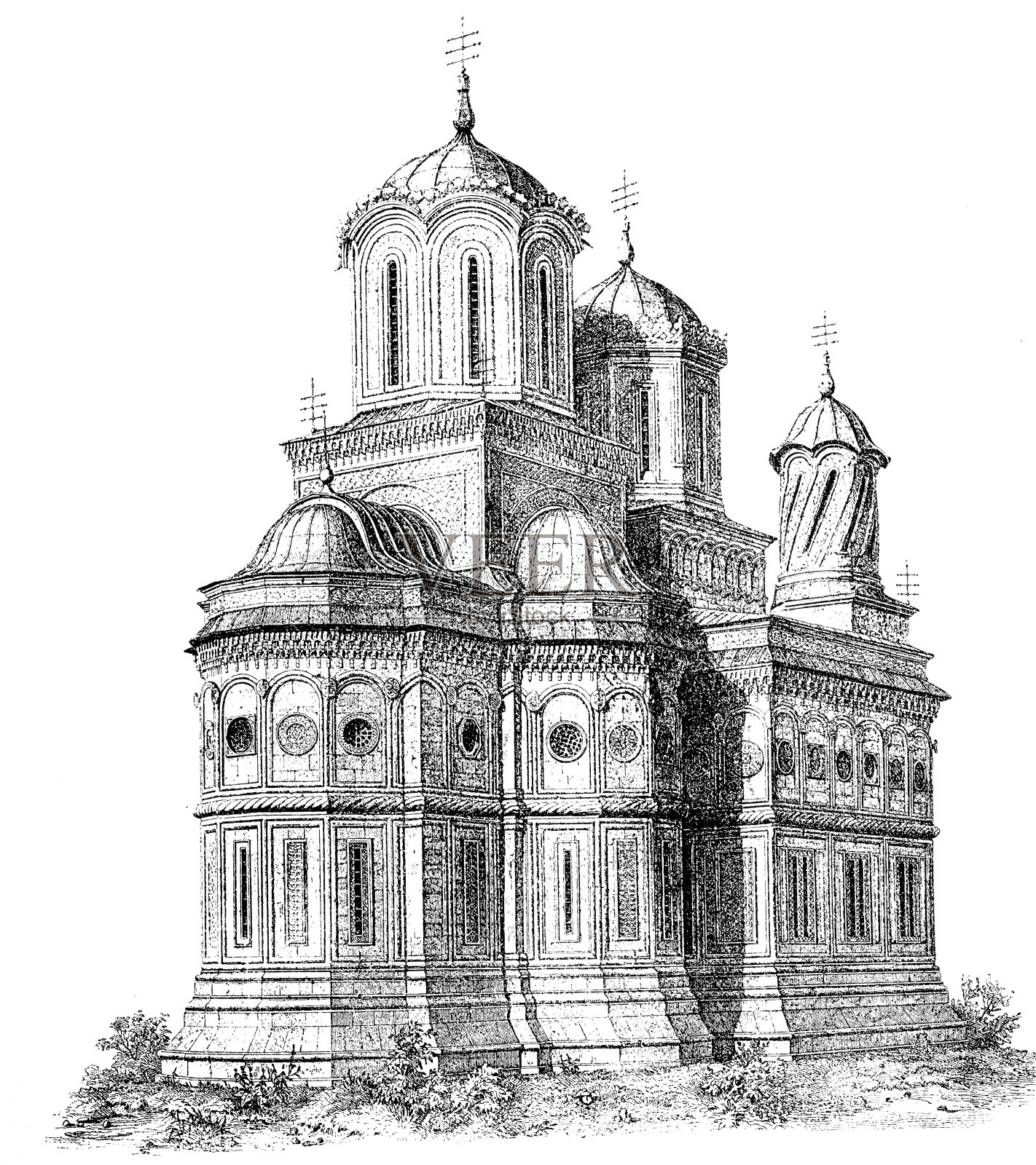 罗马尼亚Curtea de Arges修道院插画图片素材