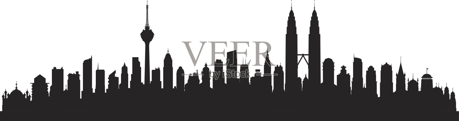 吉隆坡(建筑高度精细，可移动和完整)插画图片素材