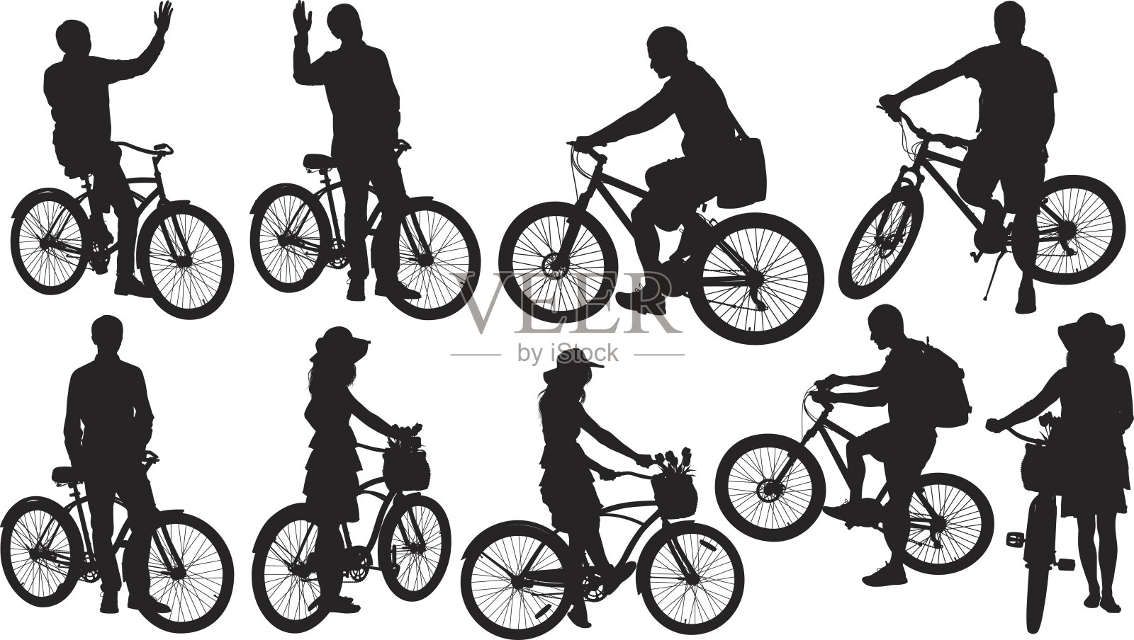人们骑自行车设计元素图片