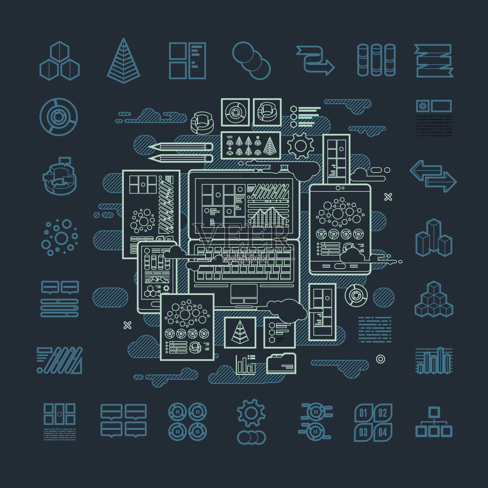 大数据信息图收集插画图片素材