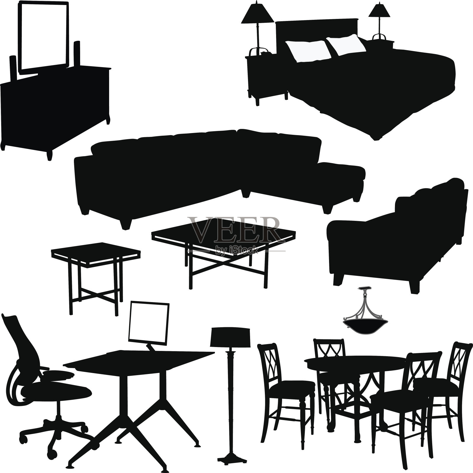 家用家具收藏插画图片素材