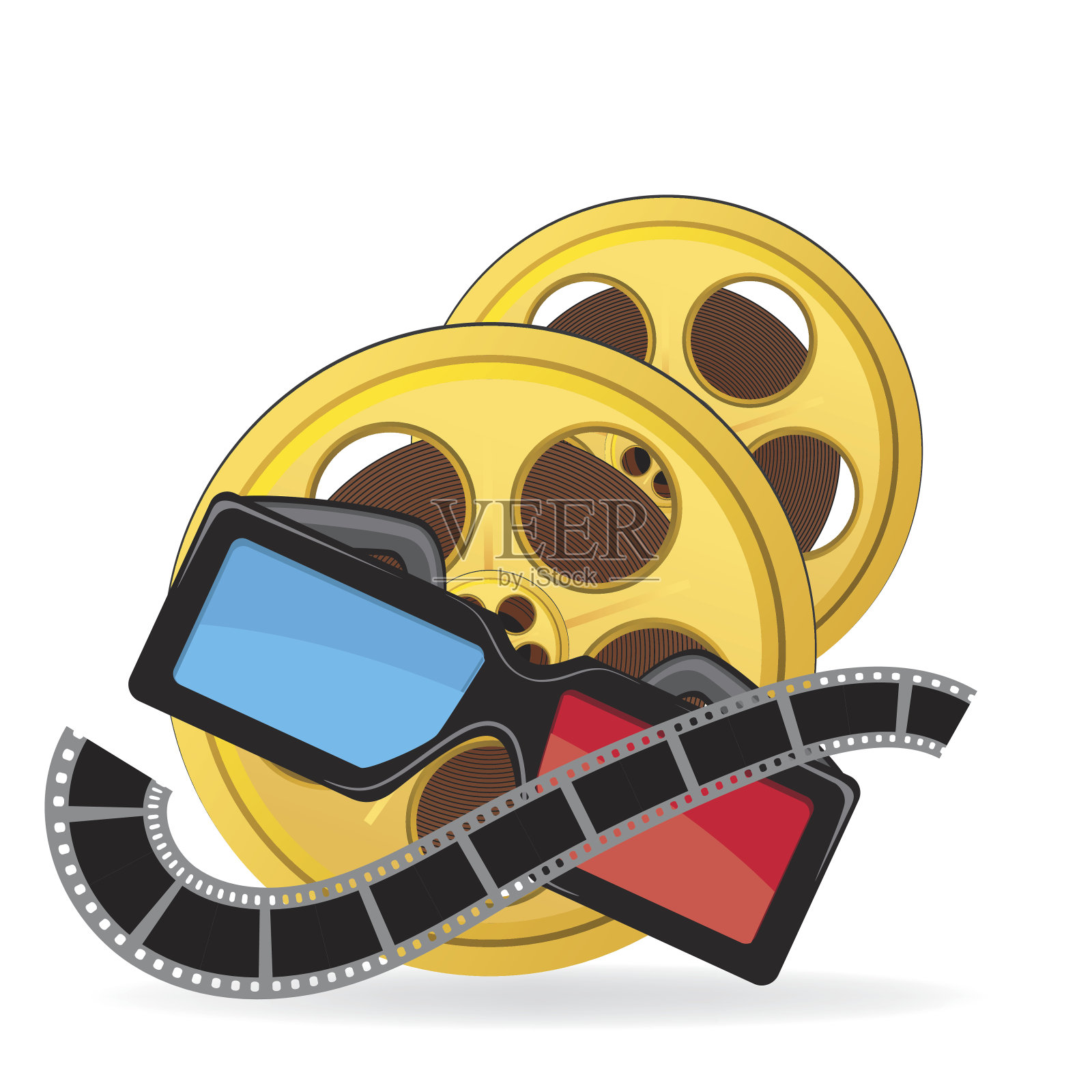 电影元素在一个白色的背景插画图片素材