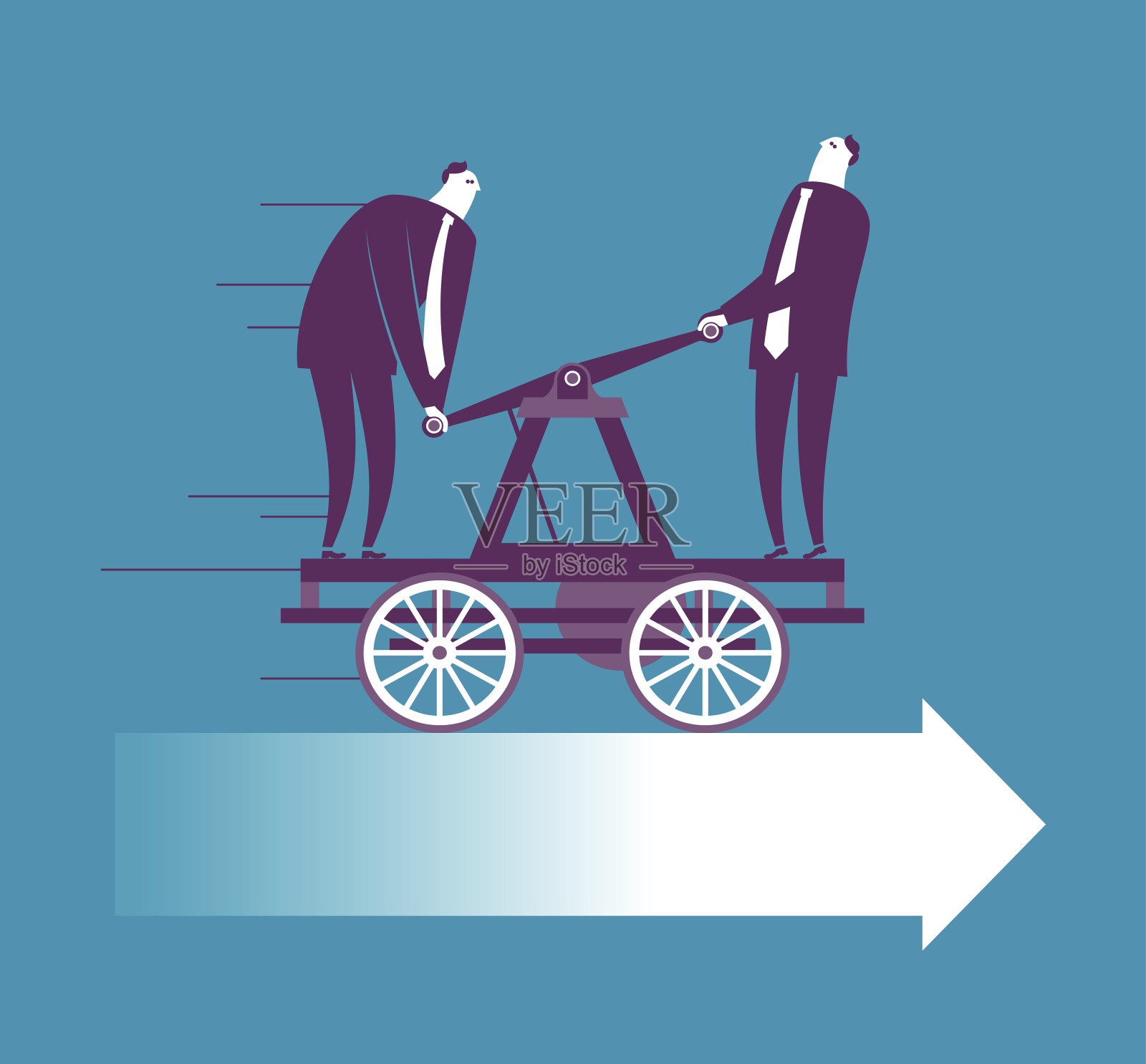 两个商人在手车上工作插画图片素材