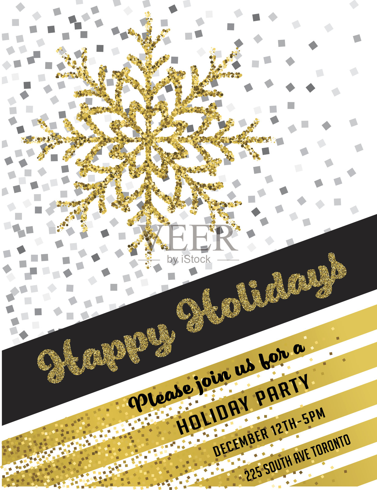 金箔箔圣诞派对邀请模板设计模板素材