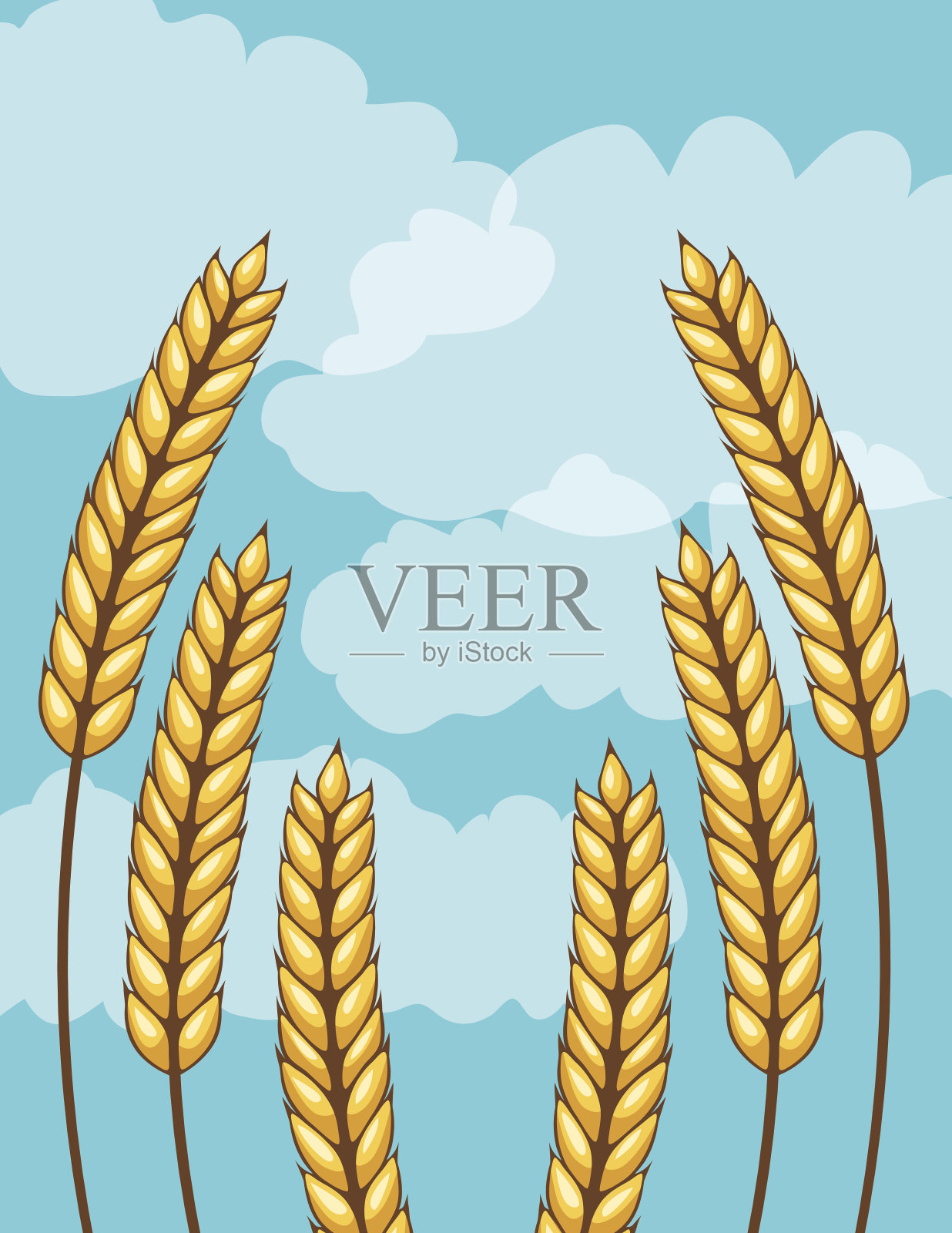 《秋季麦田与农场》插画图片素材