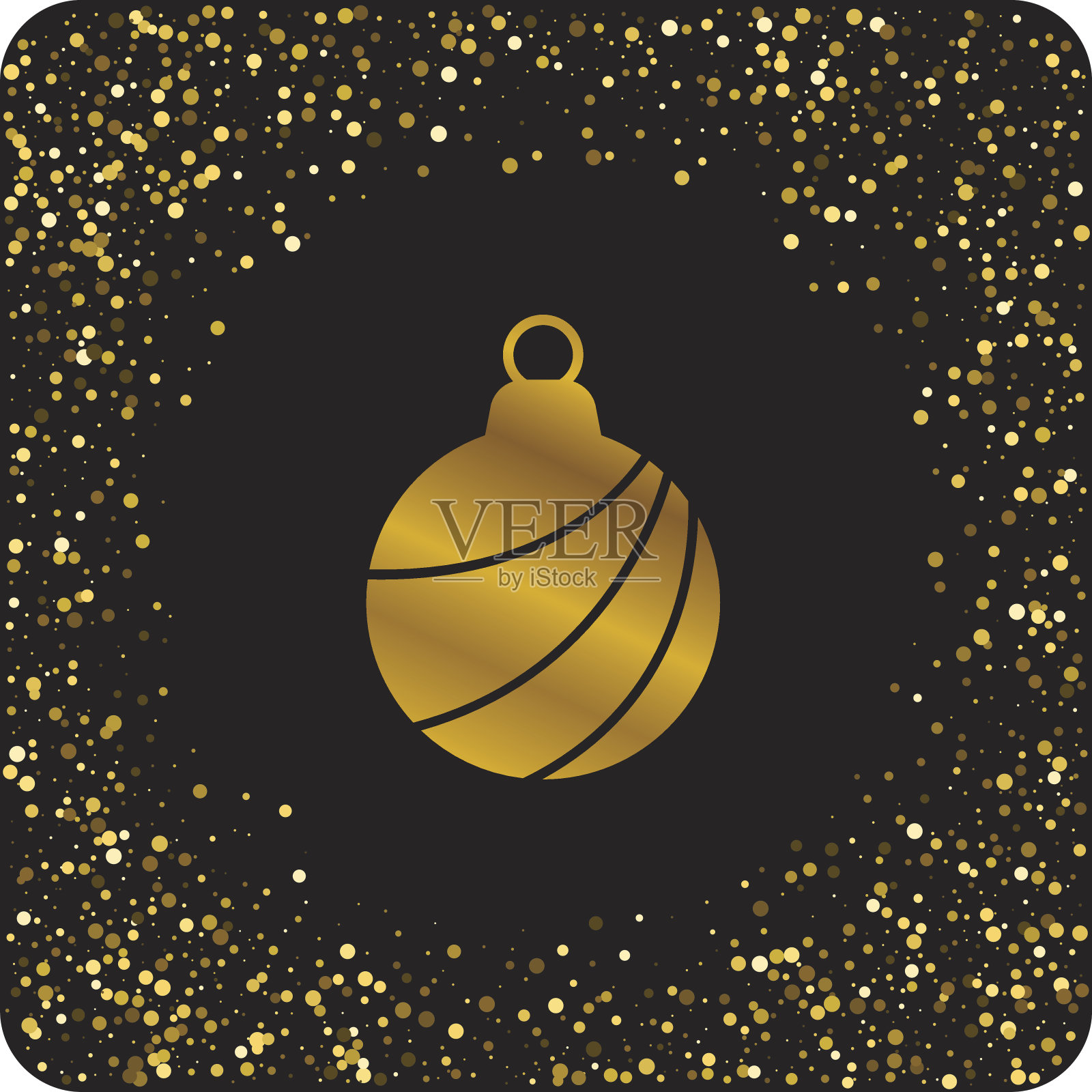 可爱的金色闪光圣诞假日图标插画图片素材