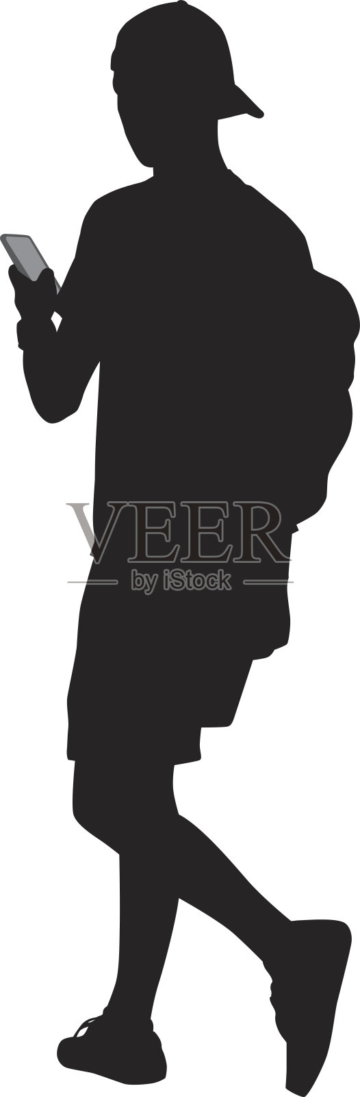 带着智能手机走路的青少年设计元素图片