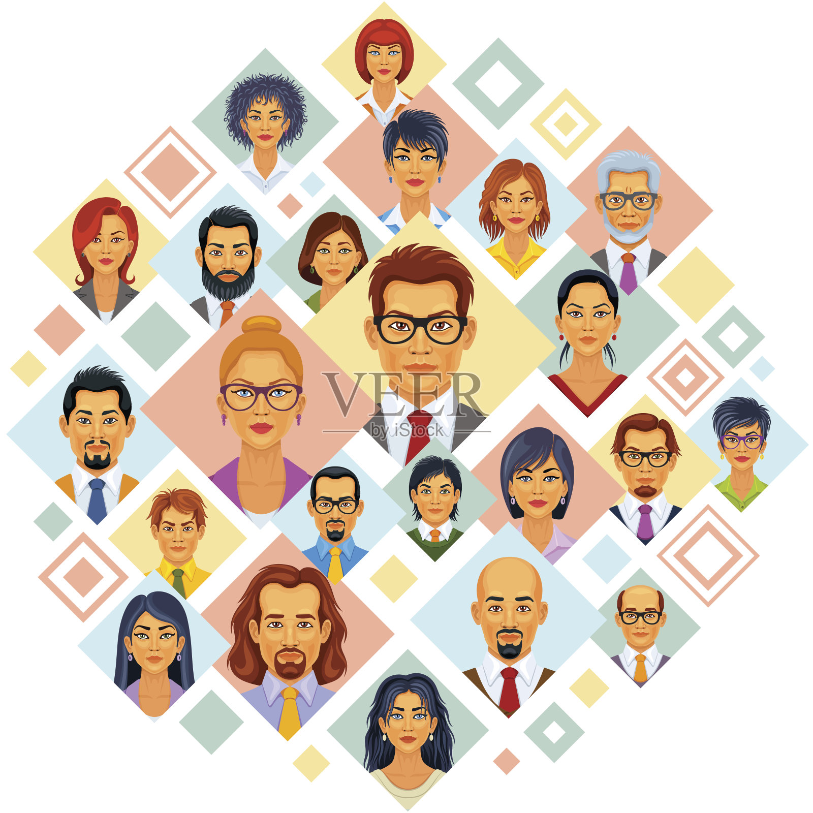 业务人员蒙太奇插画图片素材