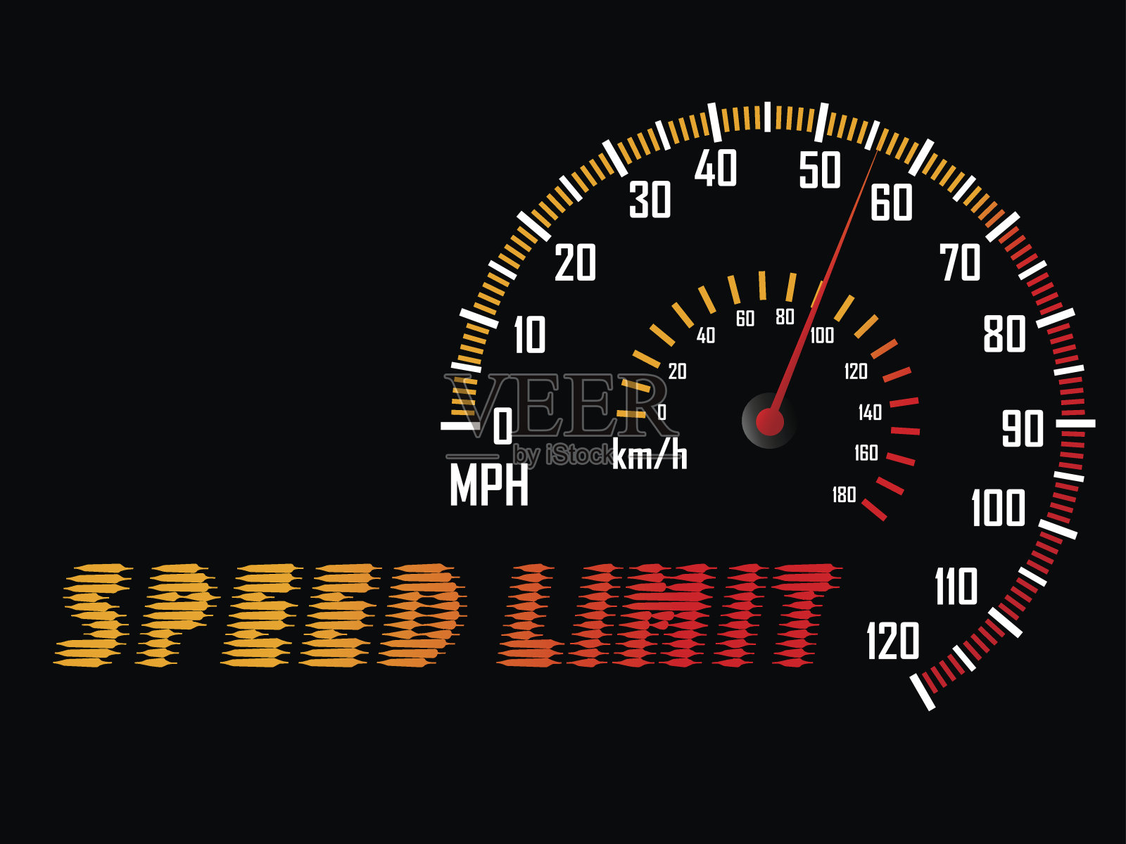 仪表盘上的里程表的速度限制。插画图片素材