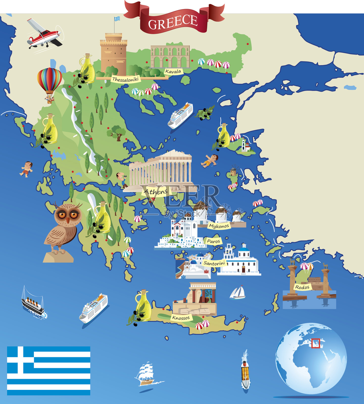 希腊的卡通图插画图片素材