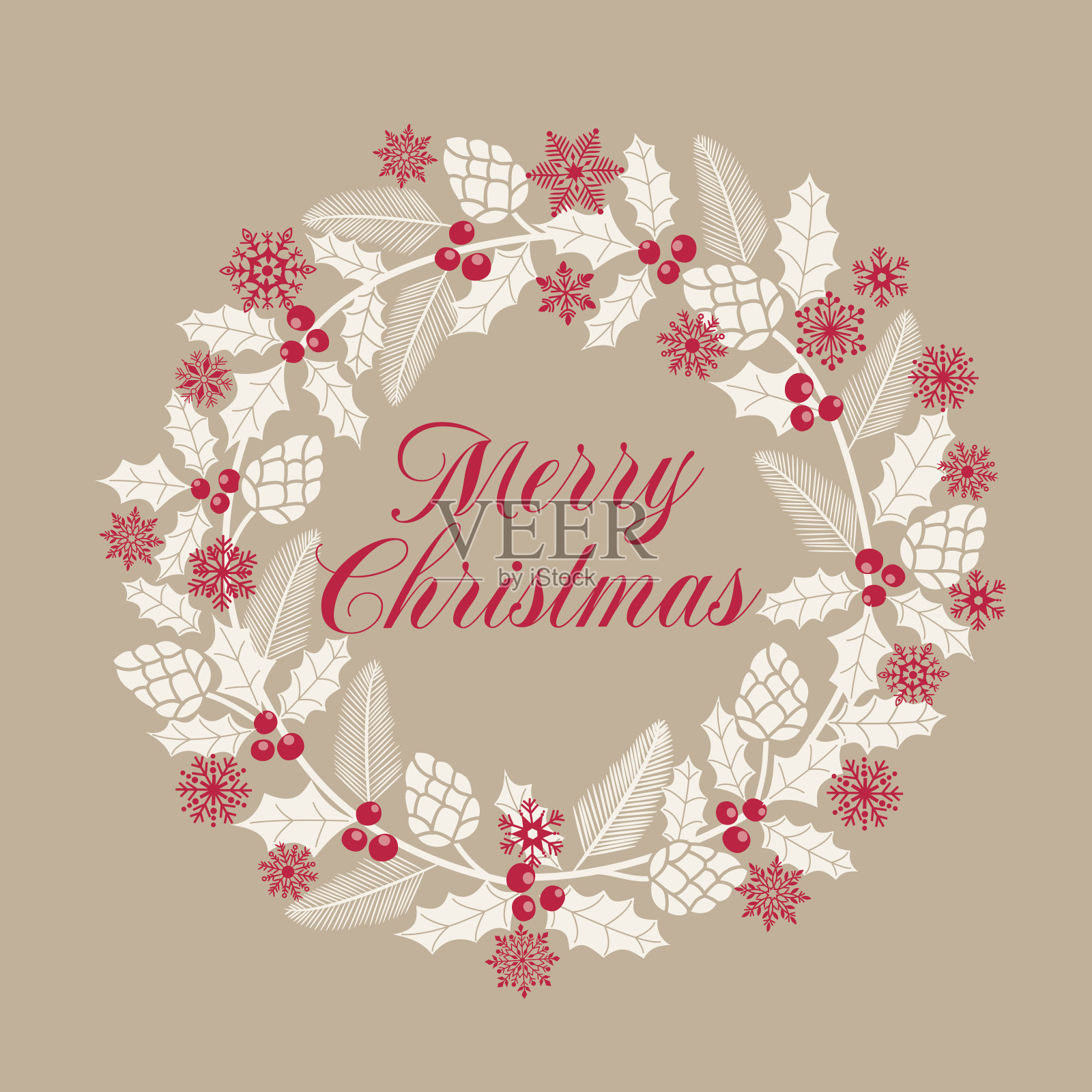 圣诞花环。设计模板素材