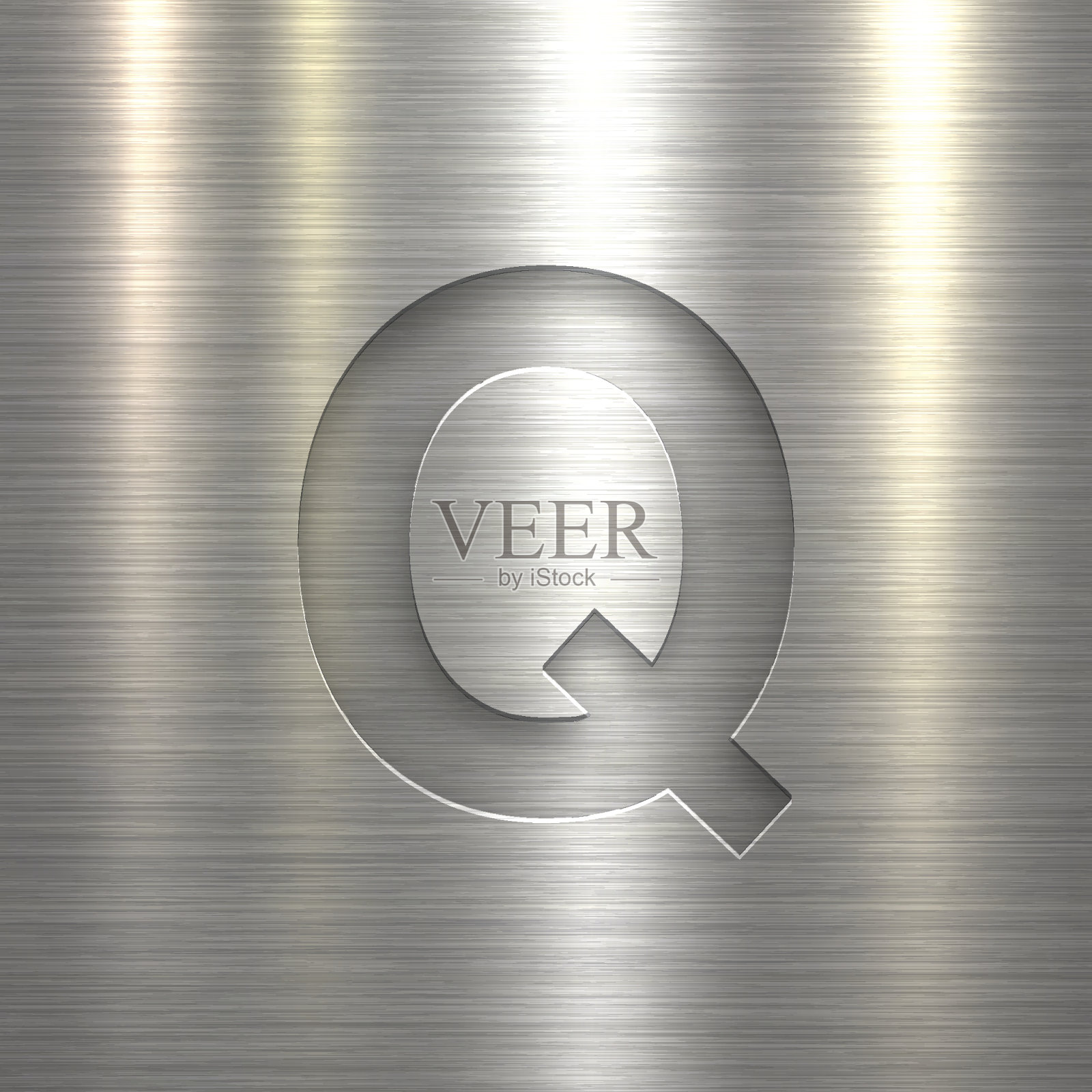 字母Q设计-字母在金属纹理背景设计元素图片