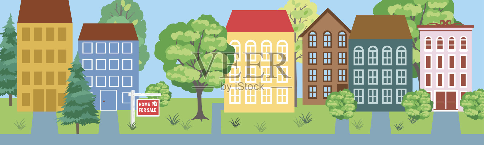 房地产销售真实水平横幅插画图片素材