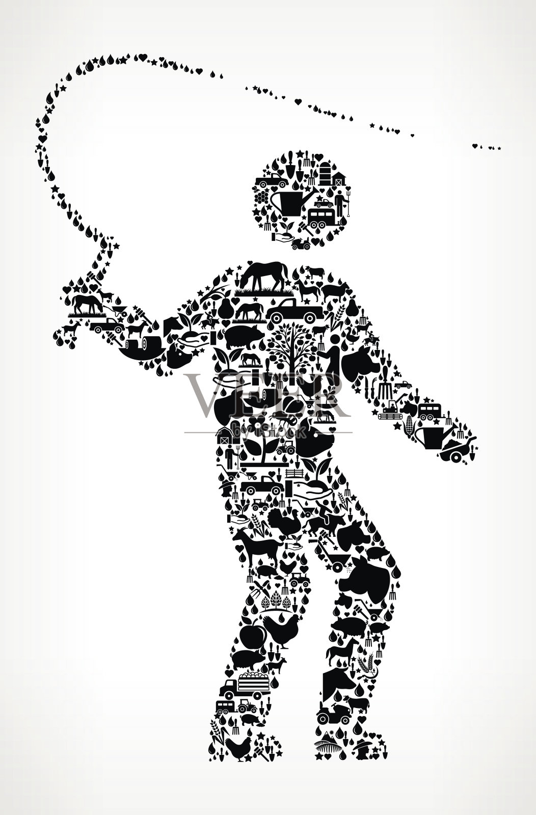 牛仔农业和农业黑色图标图案插画图片素材