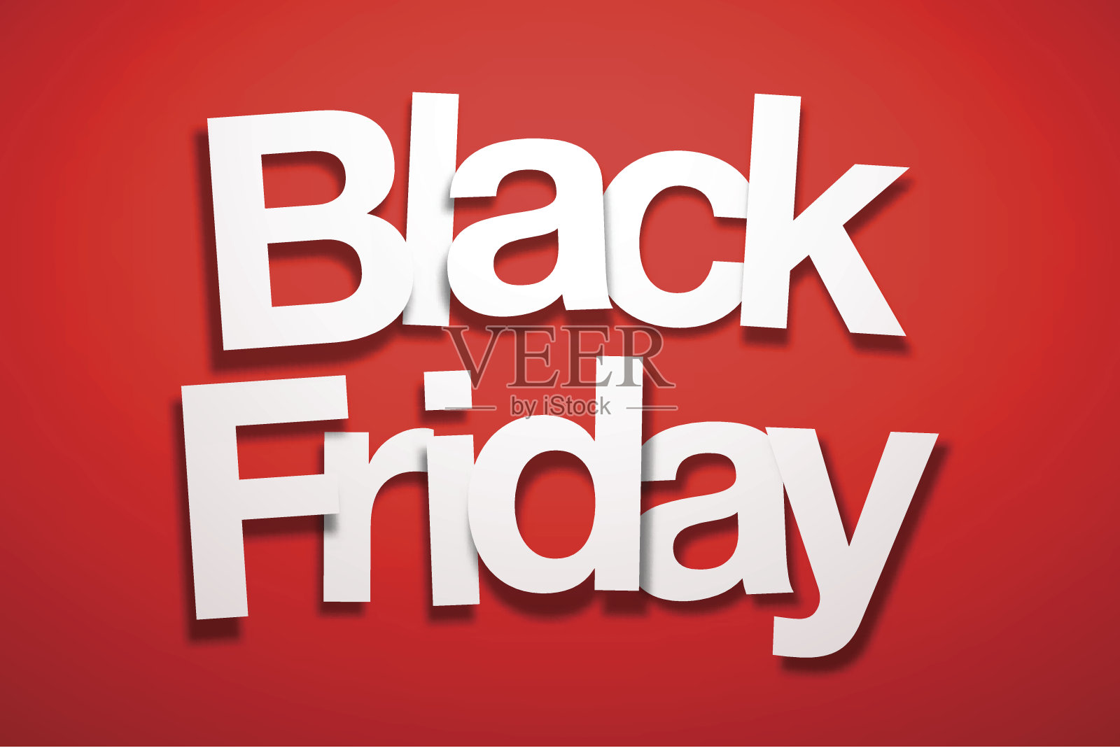 黑色星期五标志与红色背景-纸字体设计元素图片