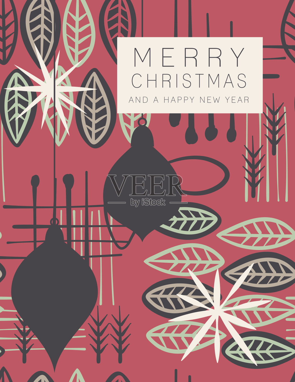 复古的中世纪现代风格的节日贺卡设计模板素材