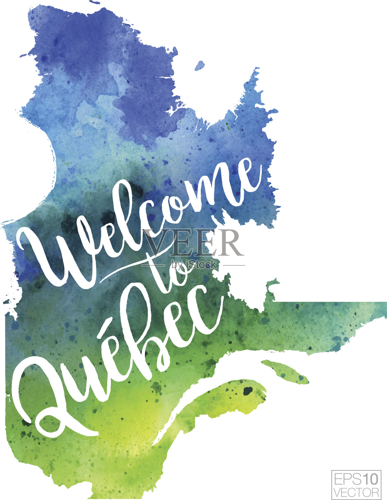 欢迎来到魁北克矢量水彩地图插画图片素材