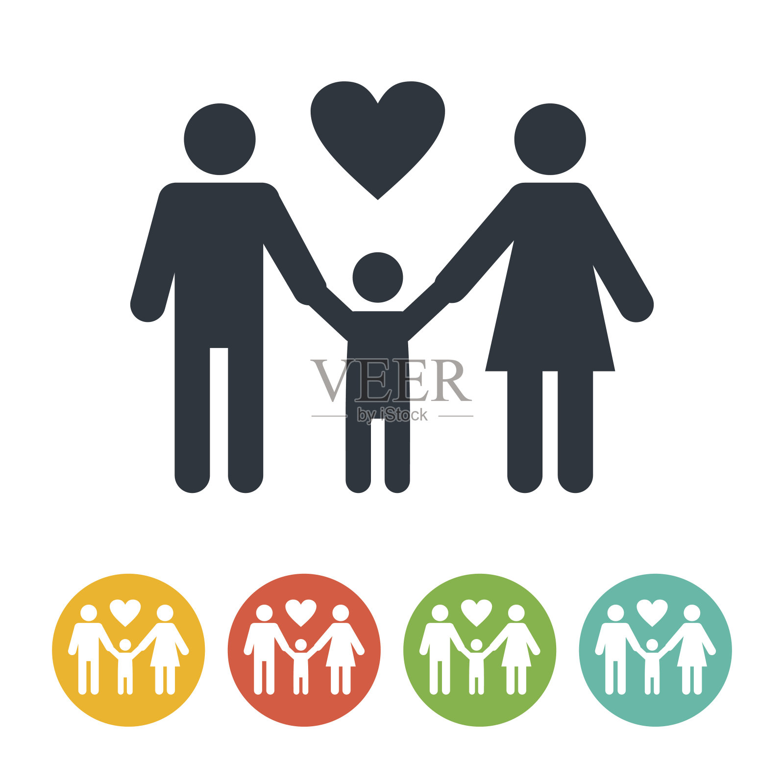 男人，女人和孩子的图标插画图片素材