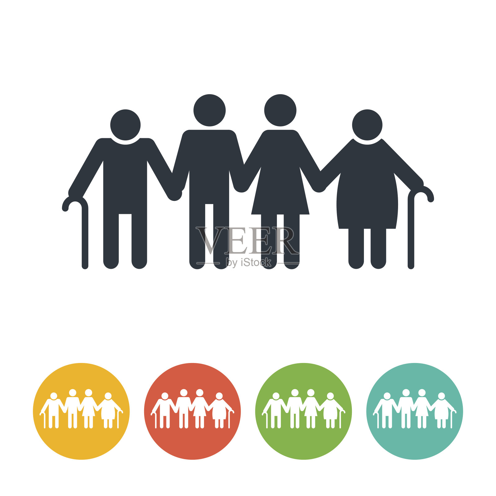 男人，女人，老人和老女人图标插画图片素材