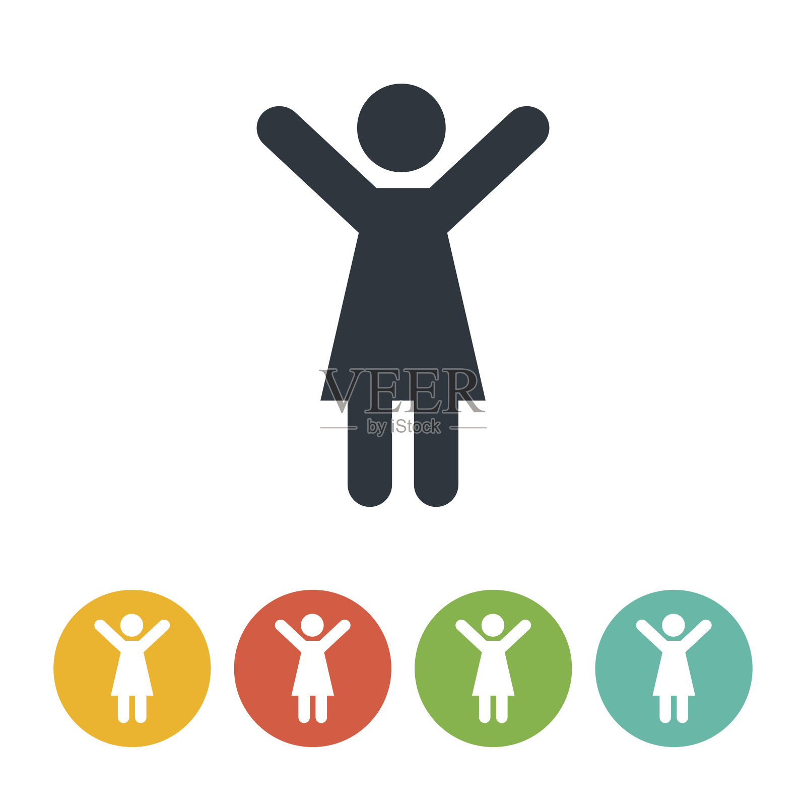 孩子女孩图标插画图片素材