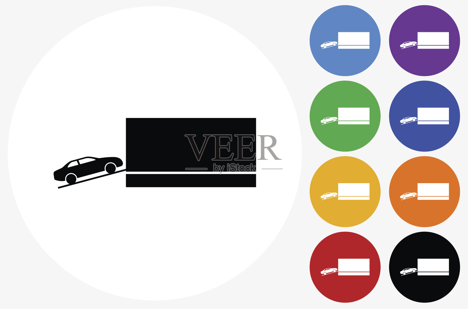 汽车货物图标上的平面颜色圆形按钮插画图片素材