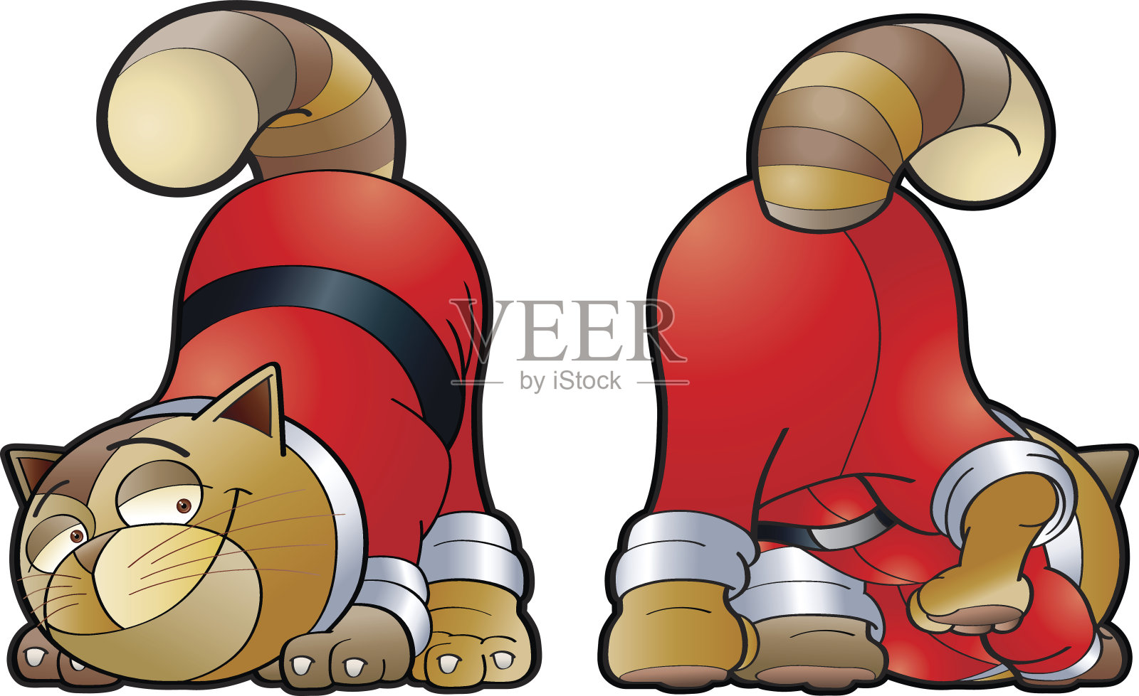 圣诞老人的猫插画图片素材