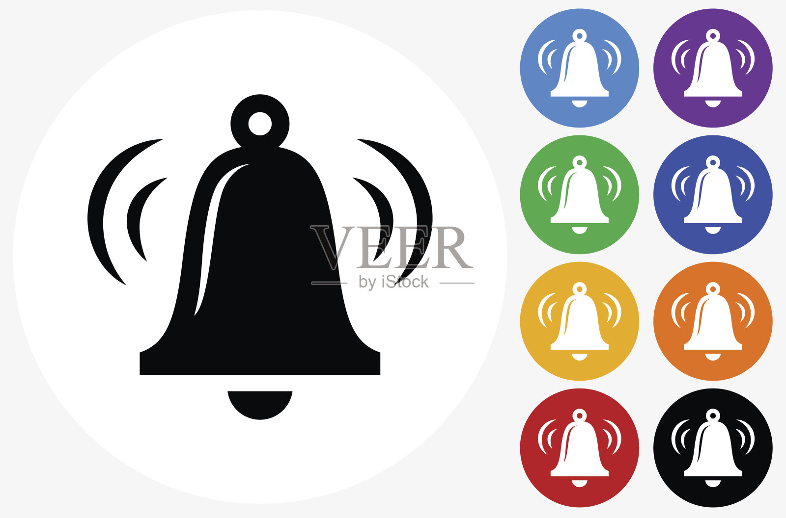 铃声图标上的平面颜色的圆圈按钮插画图片素材