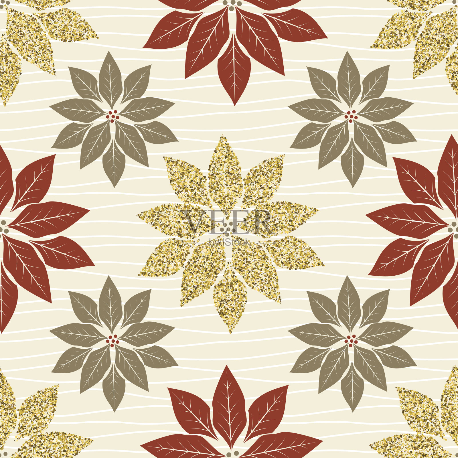 金亮一品红无缝图案插画图片素材