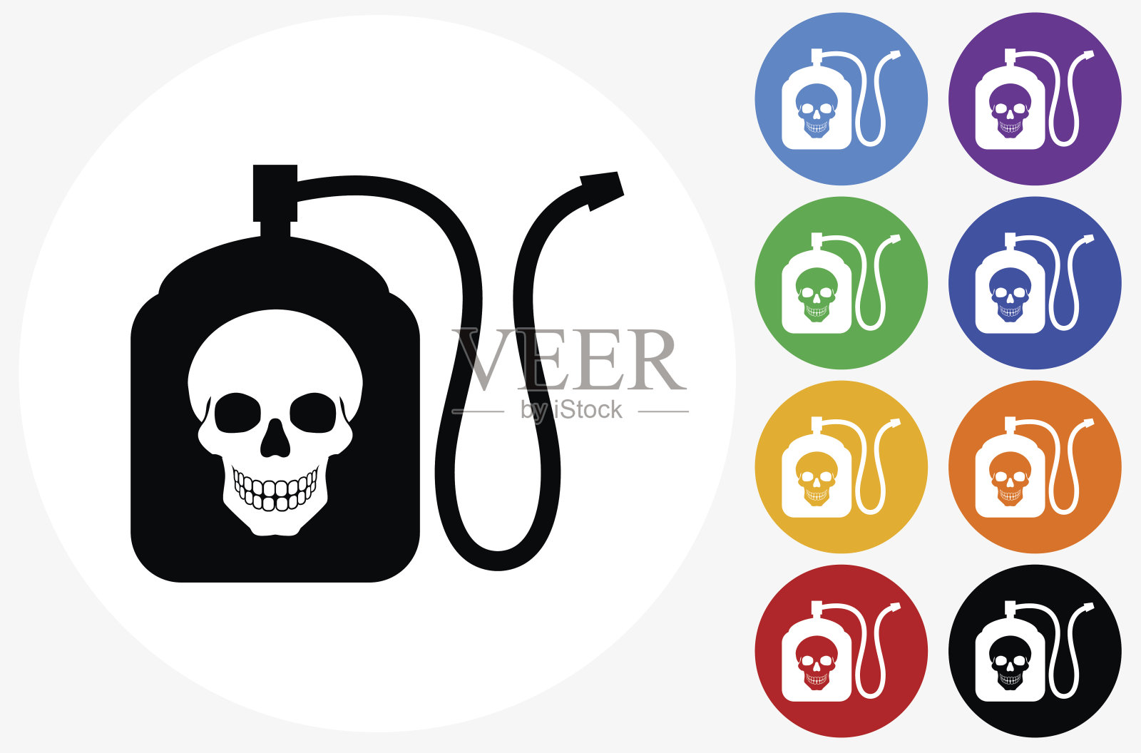 终结者化学品图标上的平面颜色圆圈按钮插画图片素材