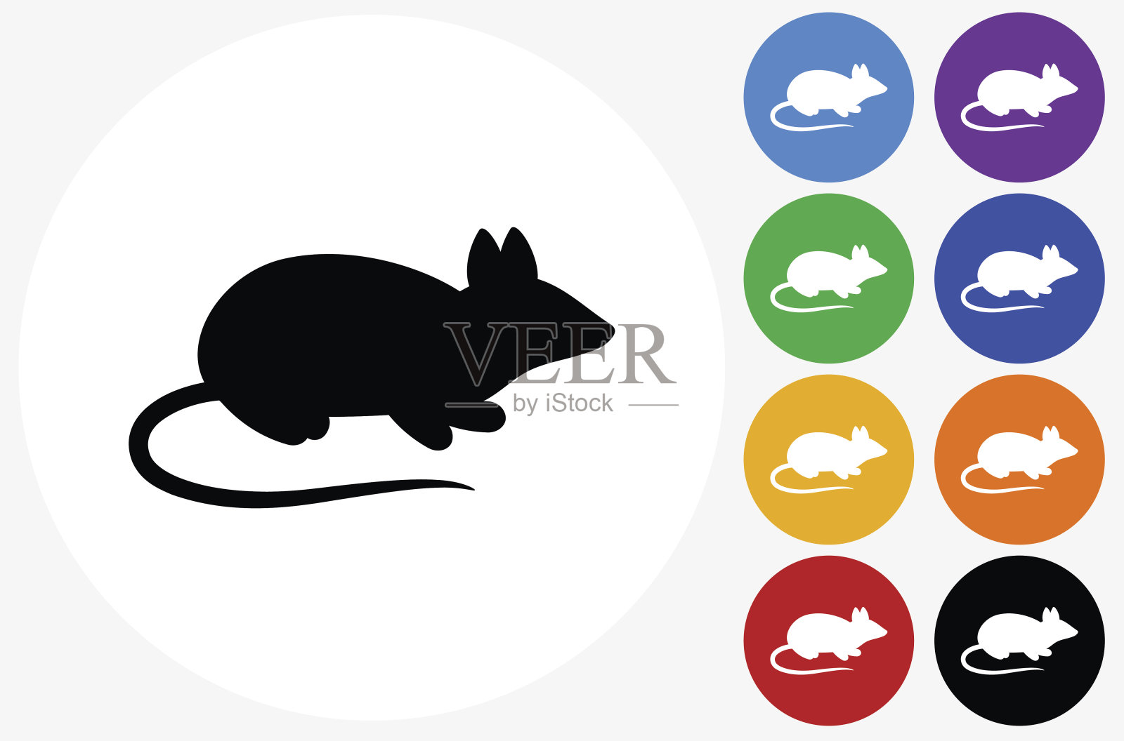 鼠标图标上的平面颜色圆形按钮插画图片素材