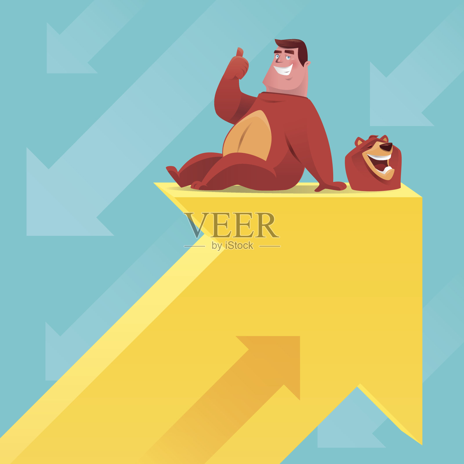 穿熊装的人竖起大拇指插画图片素材