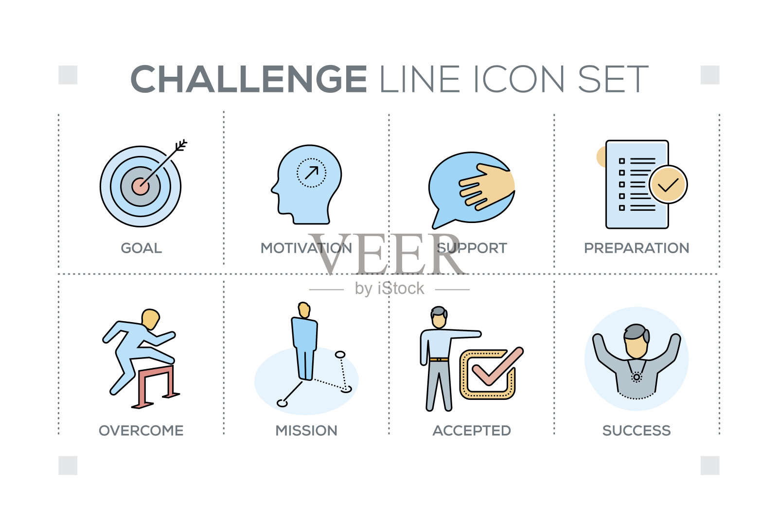 用线条图标挑战关键词图标素材