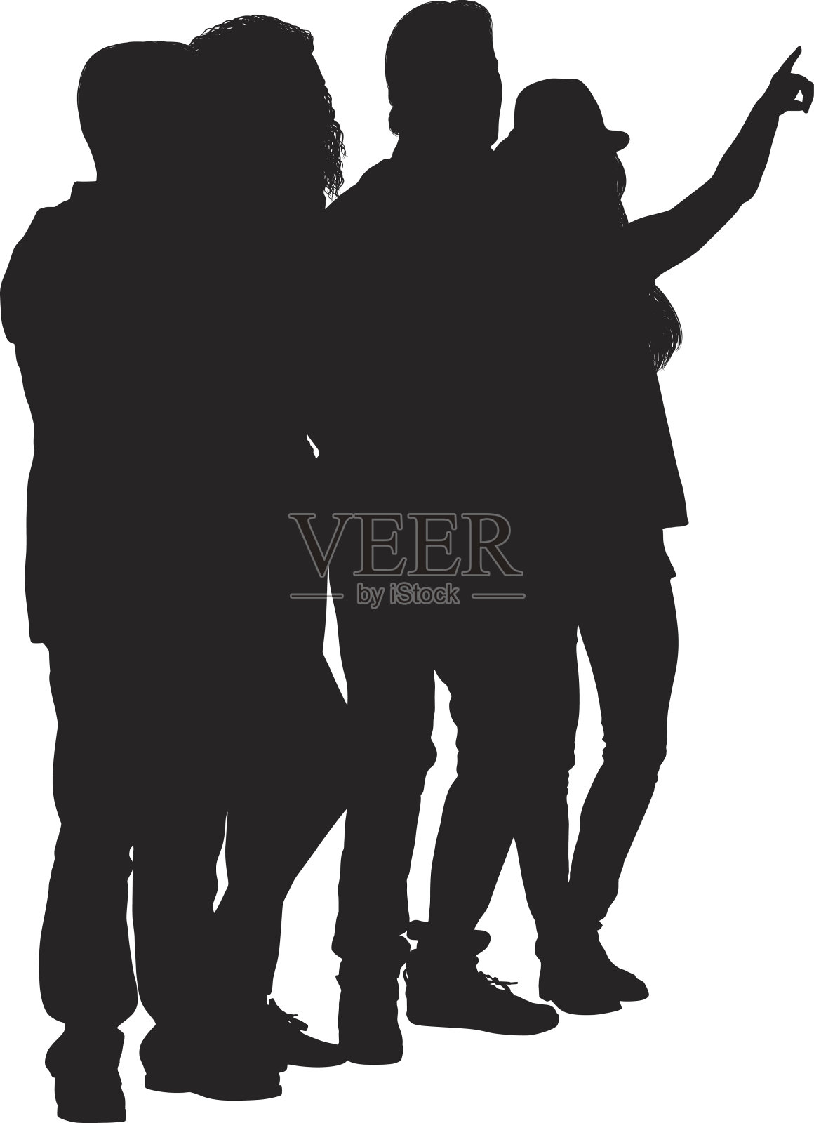 四个朋友指出插画图片素材