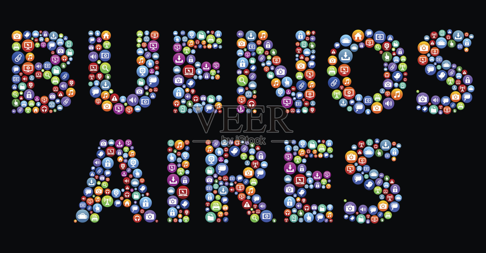 布宜诺斯艾利斯互联网圈矢量图形插图插画图片素材