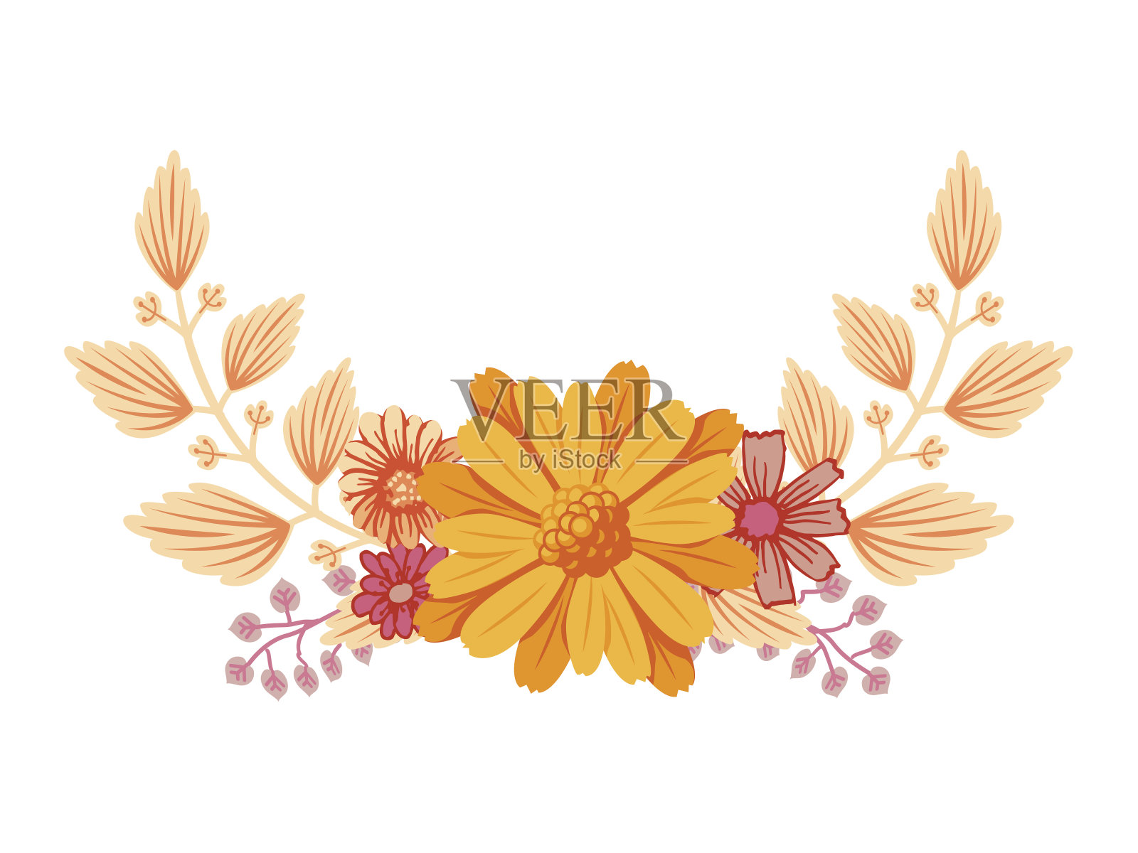 花花束的设计插画图片素材