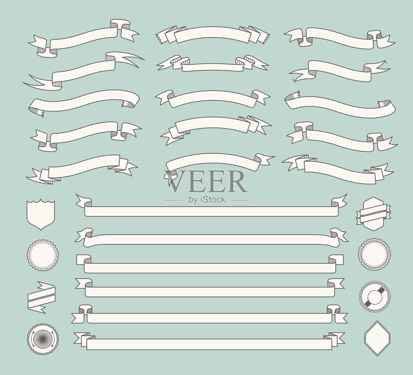 丝带及标签套装设计元素图片