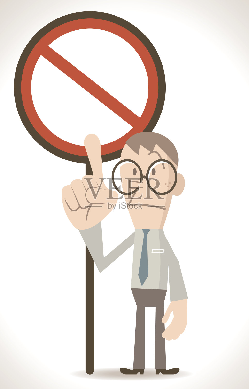 商人指着一个空的禁止标志插画图片素材