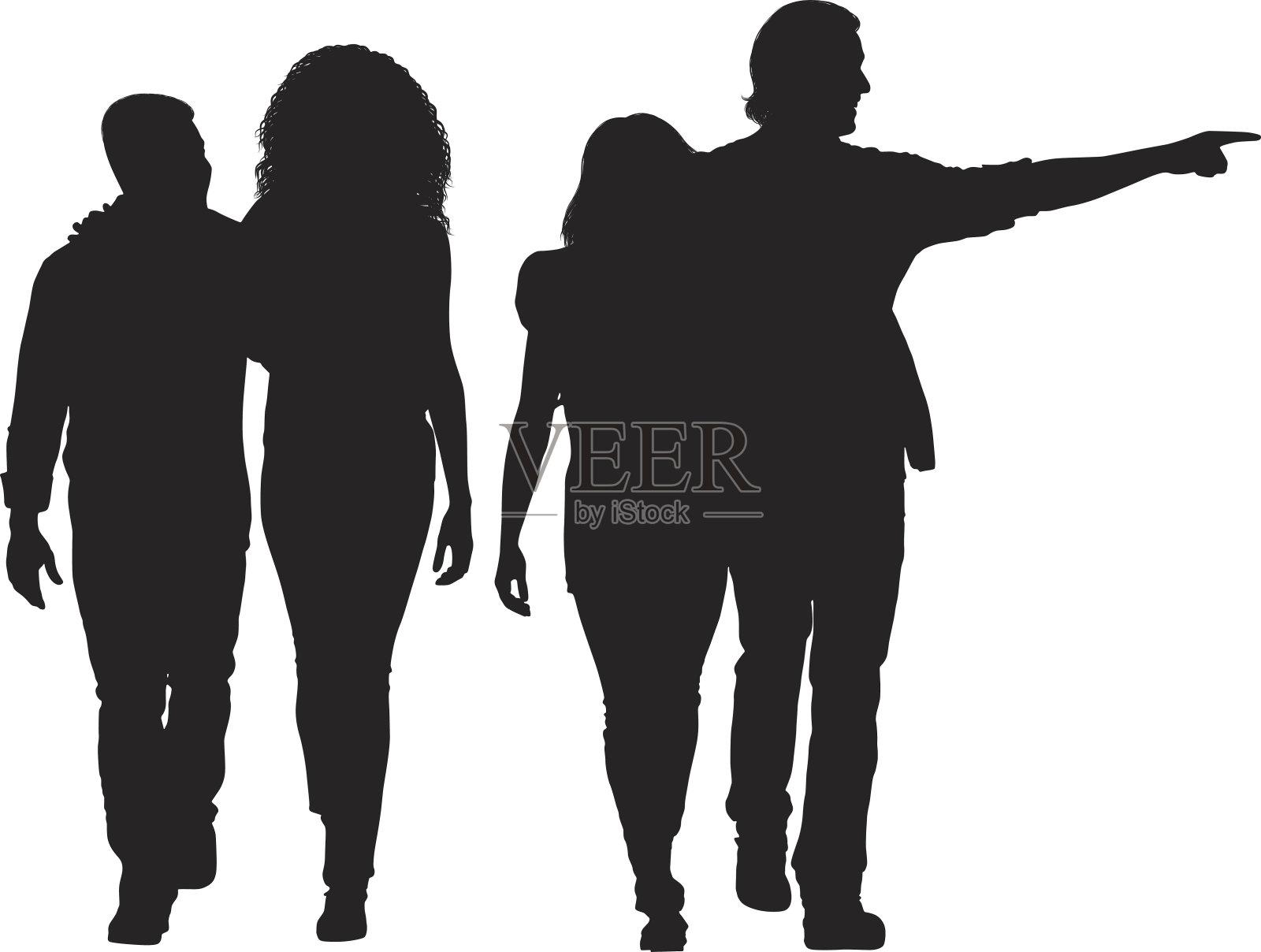 朋友们指指点点插画图片素材