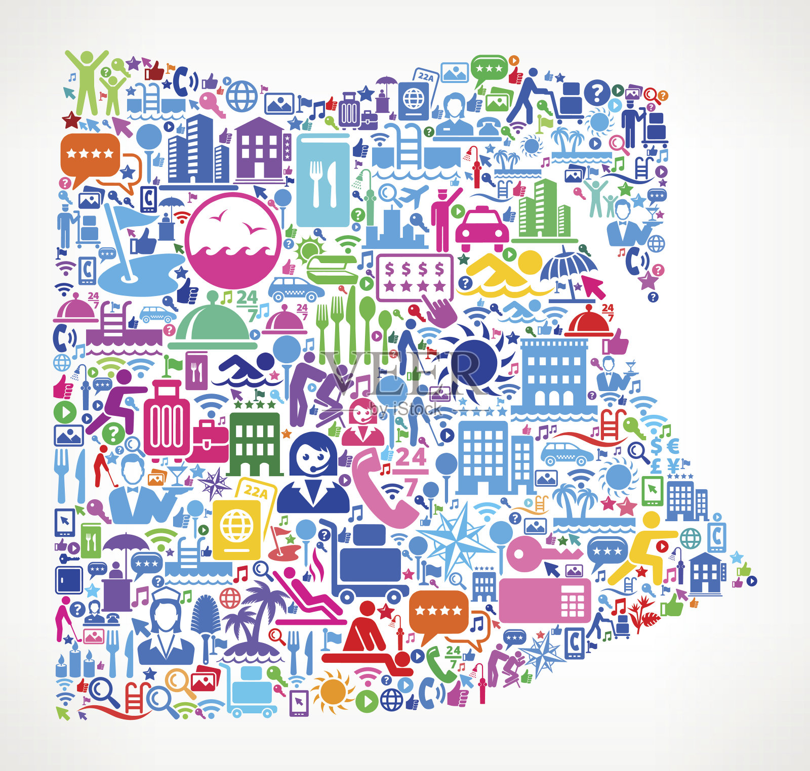 埃及度假酒店和酒店行业图标背景插画图片素材