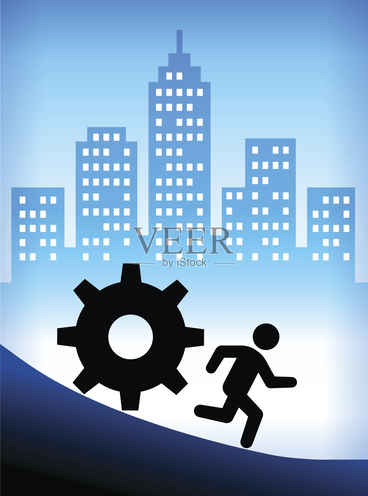 商人在现代城市背景下适得其反插画图片素材