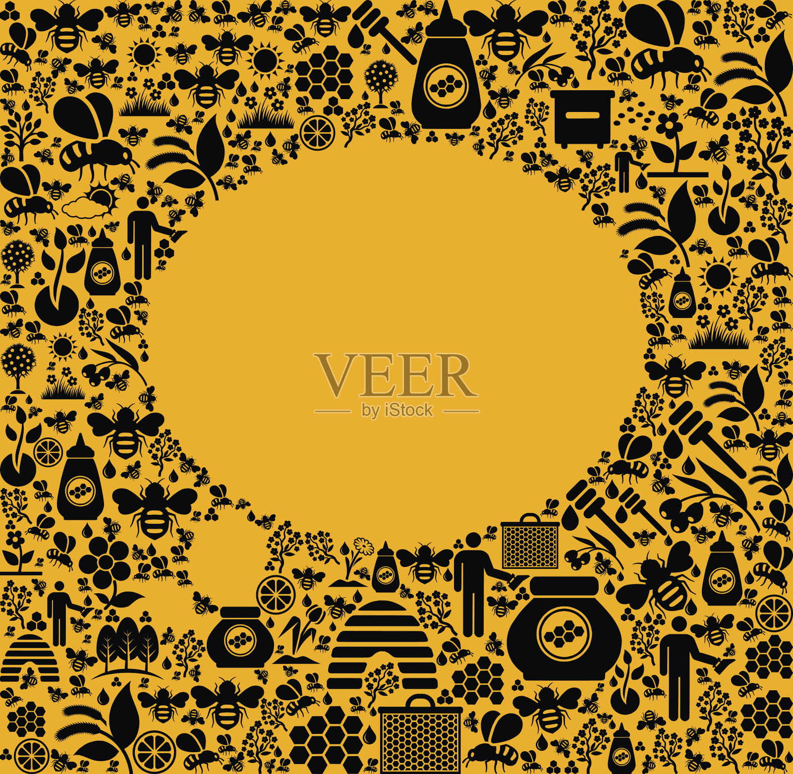 认为泡沫蜜蜂和蜂蜜矢量图标背景插画图片素材