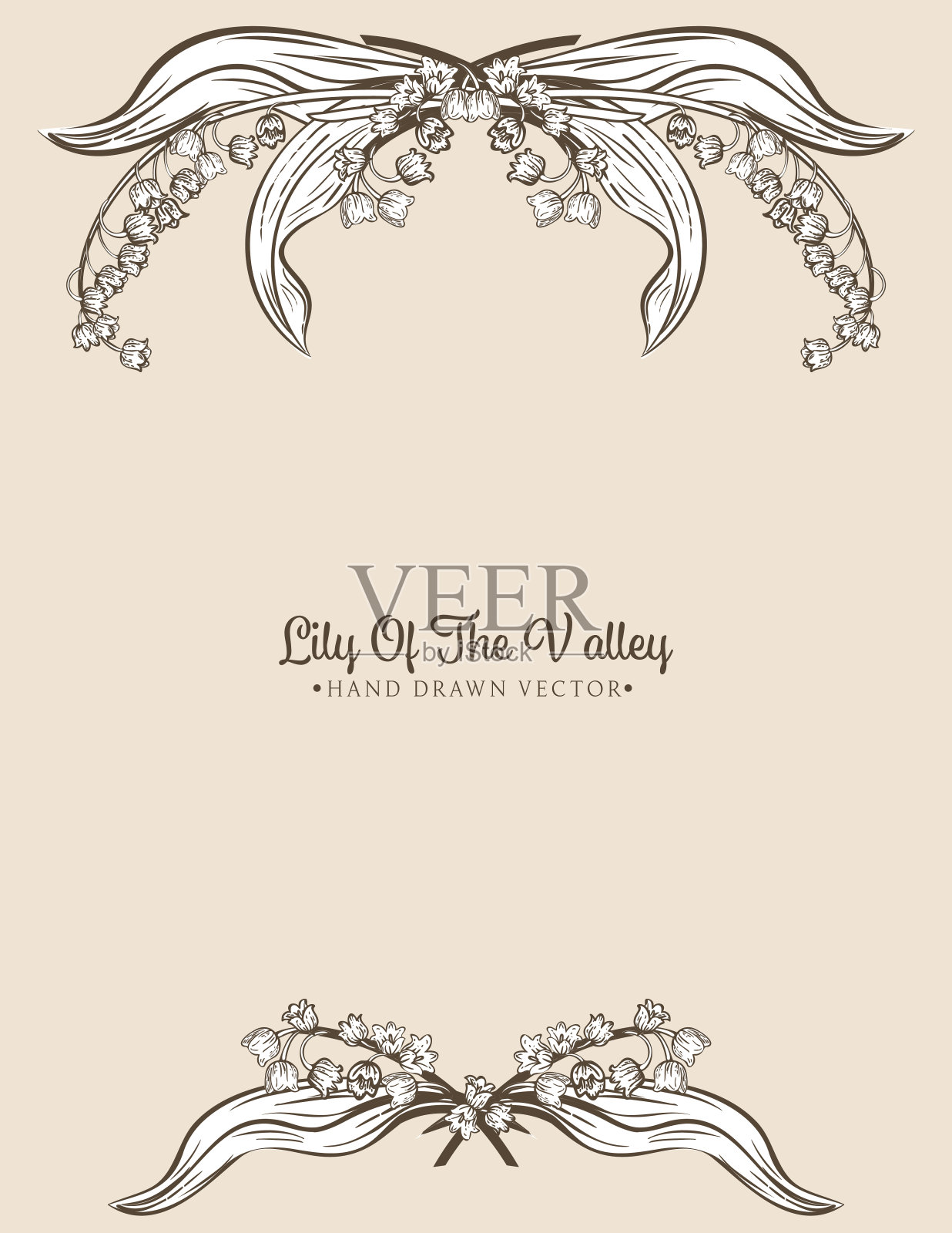 山谷百合邀请书模板插画图片素材