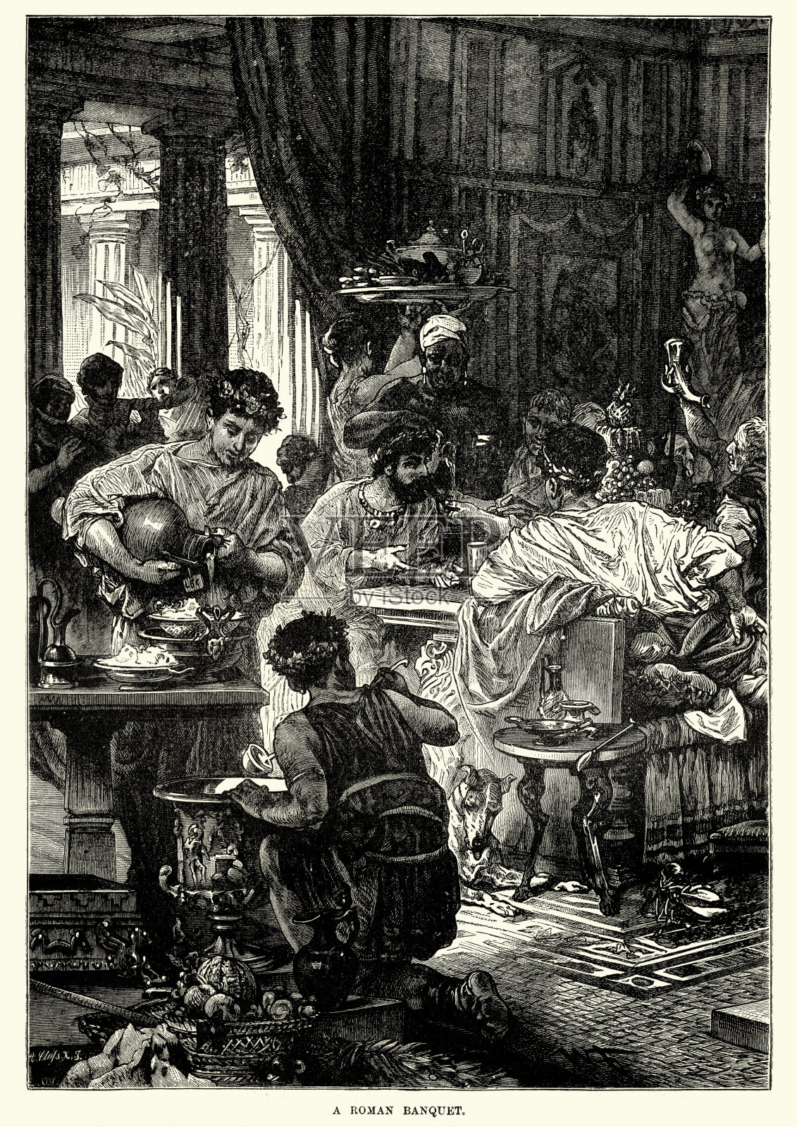 古罗马的宴会插画图片素材