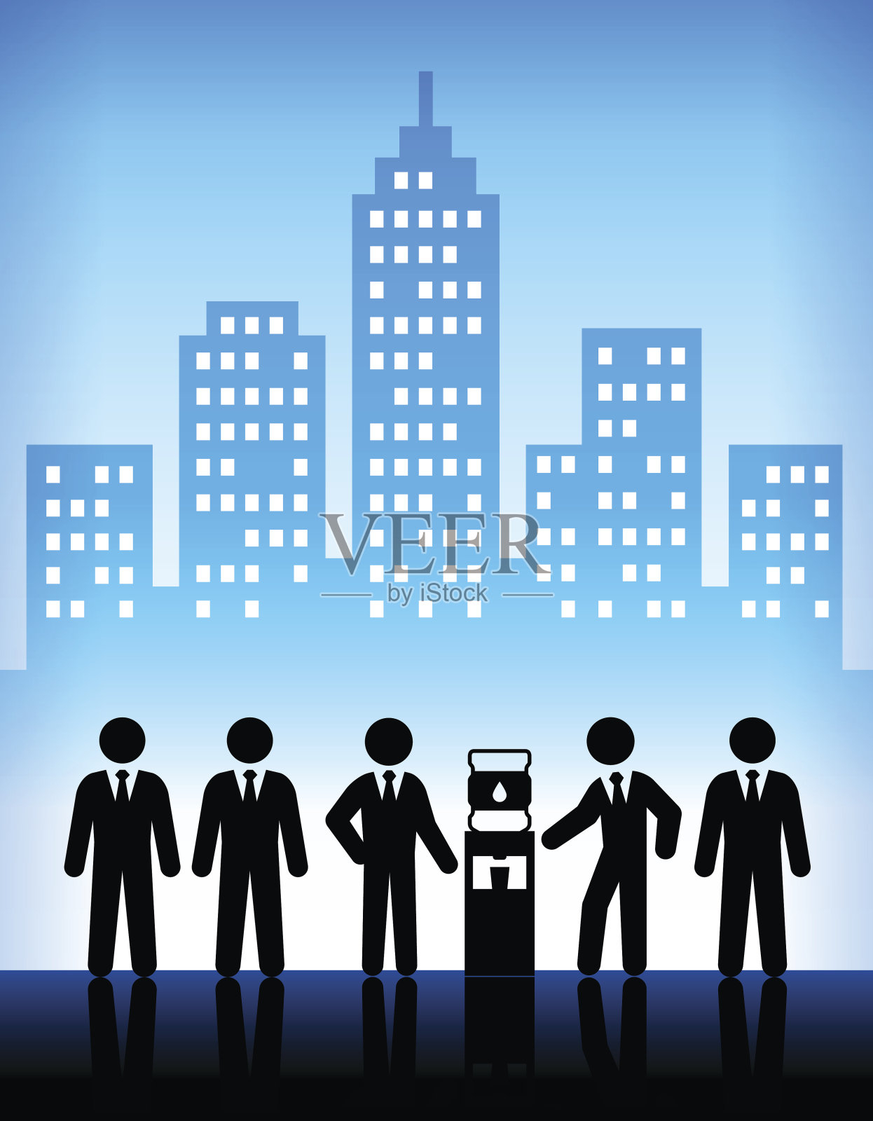 商业和办公环境现代城市背景插画图片素材