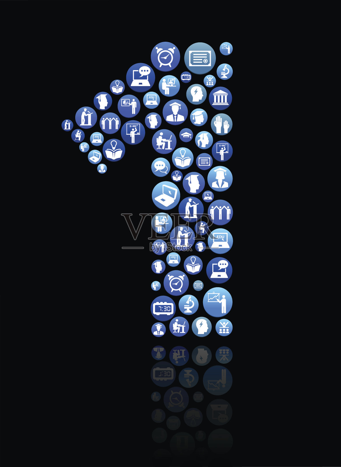 一个电子学习和大学教育的蓝色按钮模式插画图片素材