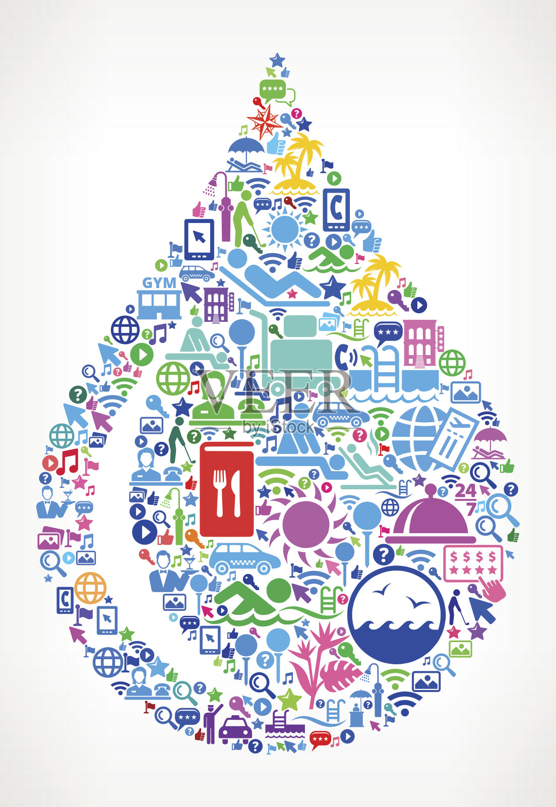 水滴度假村酒店和酒店行业图标背景插画图片素材