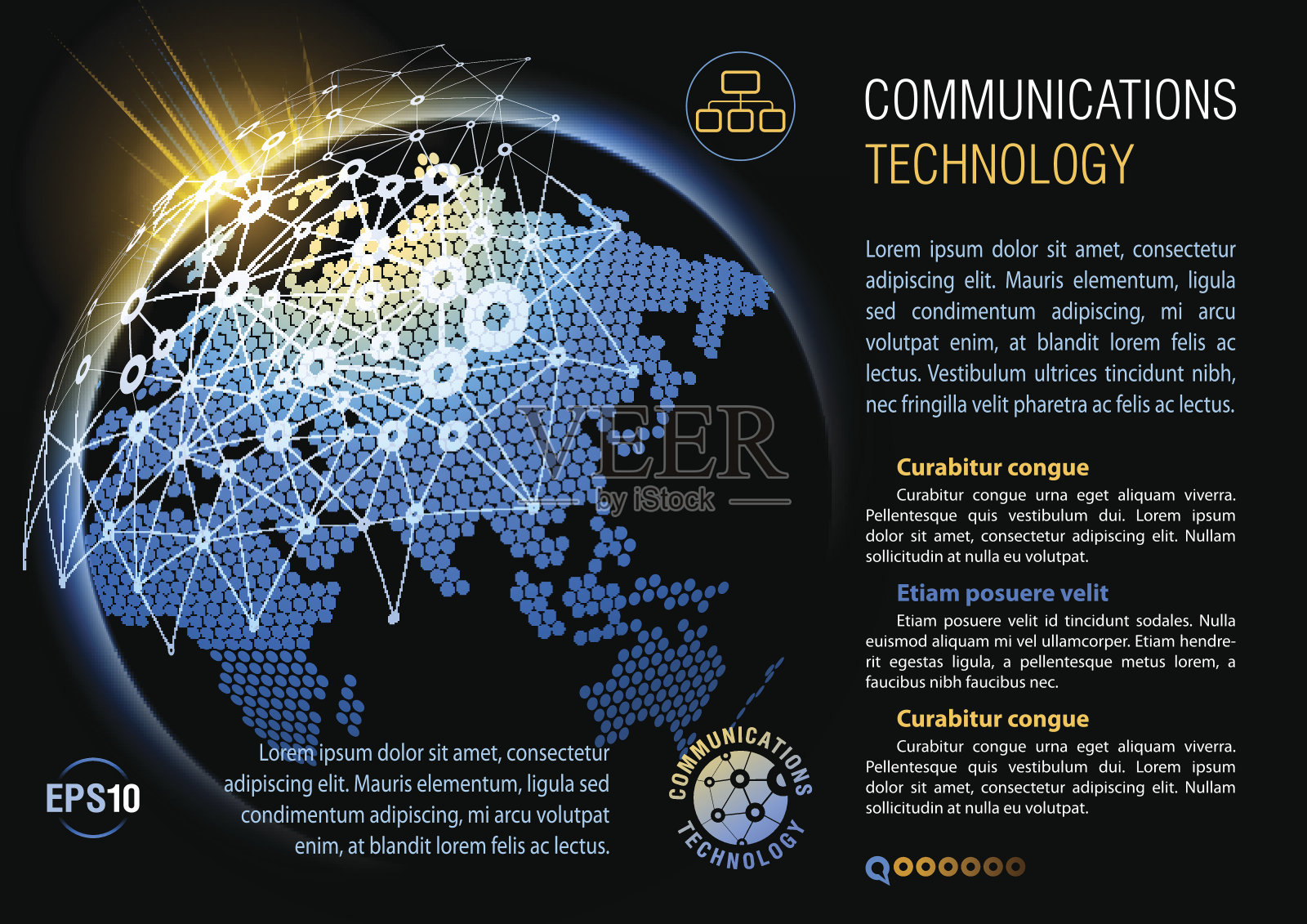 传单设计的例子。全球通信。插画图片素材